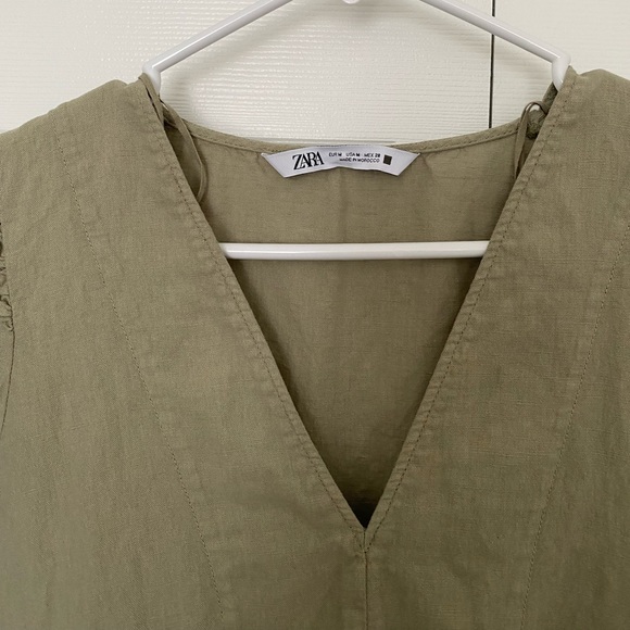 ❣️SOLD❣️ Zara Tiered Green Mini Dress Size M - Picture 12 of 12